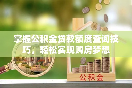 镇康掌握公积金贷款额度查询技巧，轻松实现购房梦想